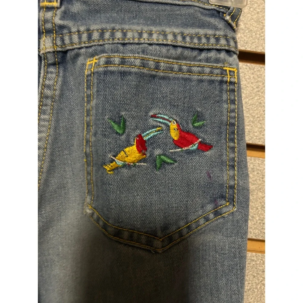 Jet Set Vintage Kids Jeans 10 Light Wash Toucan Embroidered High Waist Denim